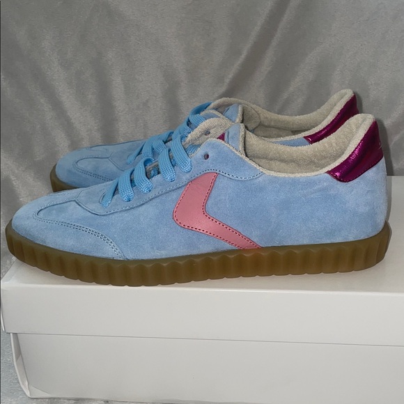 NWT VOILE BLANCHE INES Suede Sneakers in Light Blue-Pink - Picture 14 of 16